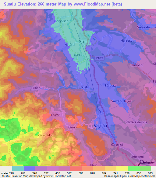 Sustiu,Romania Elevation Map