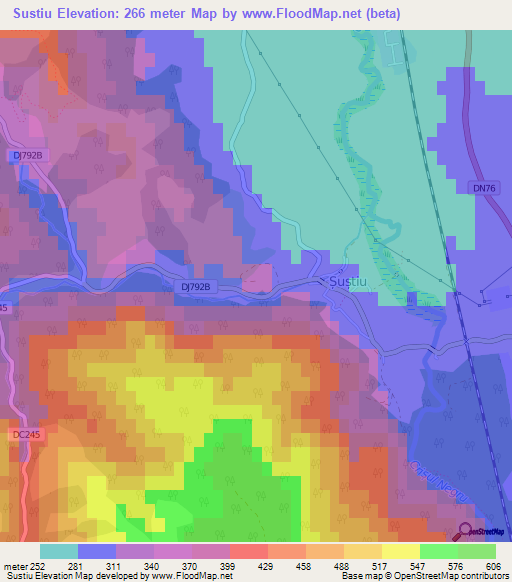 Sustiu,Romania Elevation Map