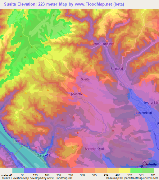 Susita,Romania Elevation Map