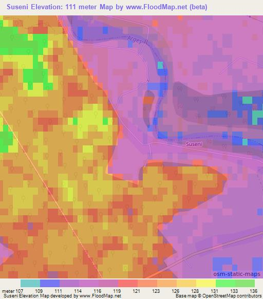 Suseni,Romania Elevation Map