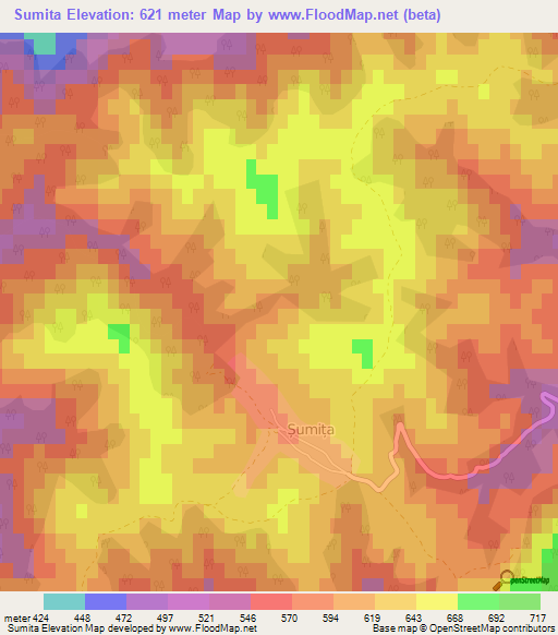 Sumita,Romania Elevation Map