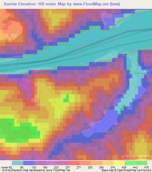 Sumita,Romania Elevation Map