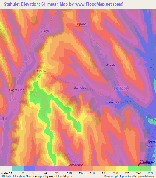 Stuhulet,Romania Elevation Map