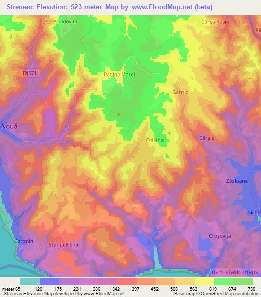 Streneac,Romania Elevation Map