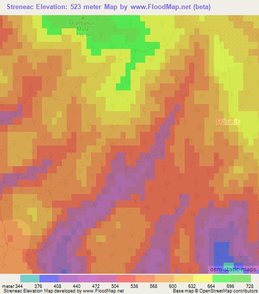 Streneac,Romania Elevation Map