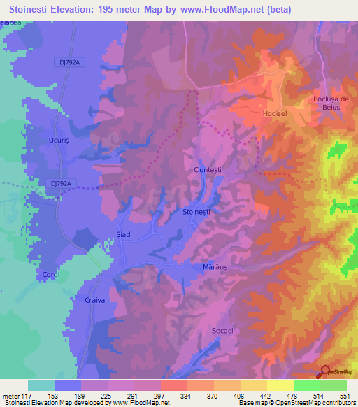 Stoinesti,Romania Elevation Map