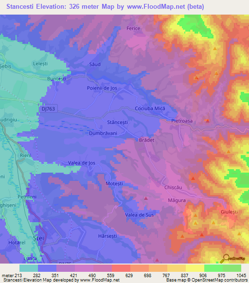 Stancesti,Romania Elevation Map