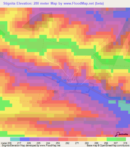 Stignita,Romania Elevation Map