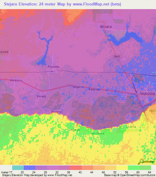 Stejaru,Romania Elevation Map