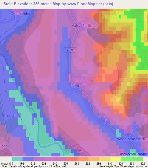 Steic,Romania Elevation Map