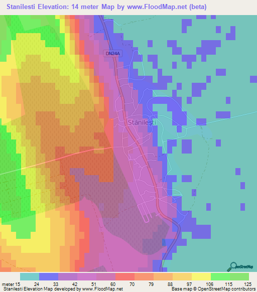 Stanilesti,Romania Elevation Map