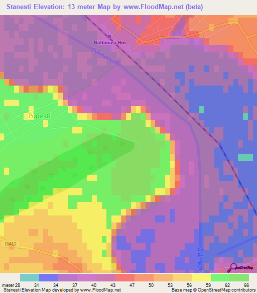 Stanesti,Romania Elevation Map