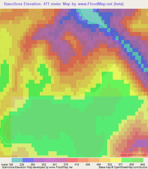 Stancilova,Romania Elevation Map