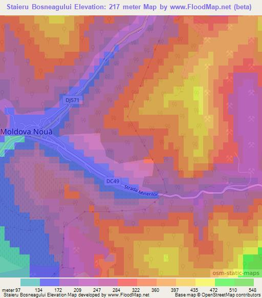 Staieru Bosneagului,Romania Elevation Map