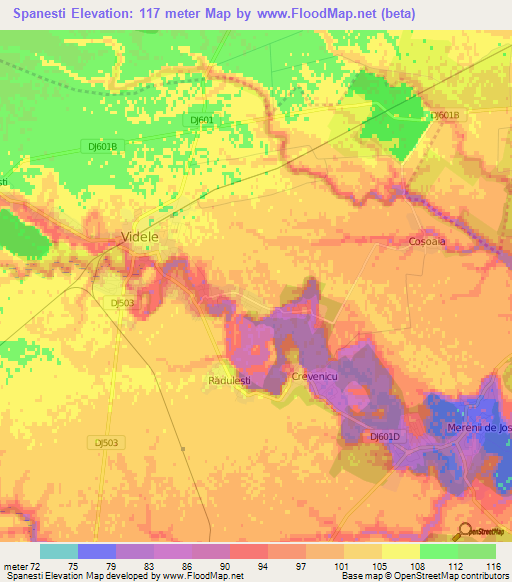 Spanesti,Romania Elevation Map