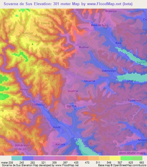 Sovarna de Sus,Romania Elevation Map