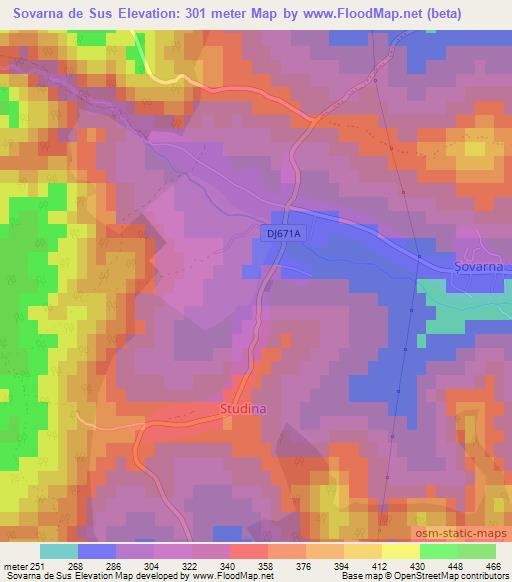 Sovarna de Sus,Romania Elevation Map