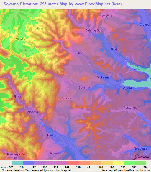 Sovarna,Romania Elevation Map