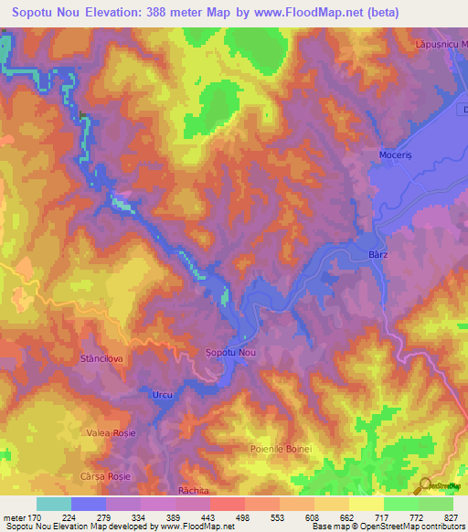 Sopotu Nou,Romania Elevation Map