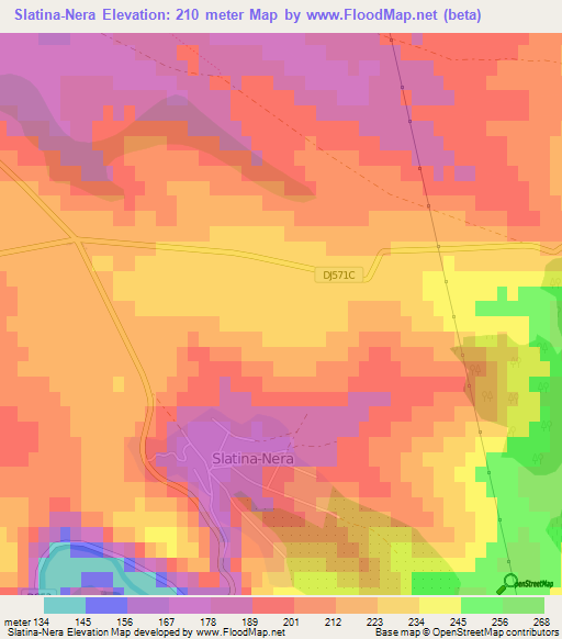 Slatina-Nera,Romania Elevation Map