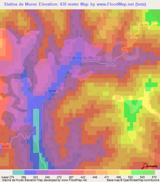 Slatina de Mures,Romania Elevation Map