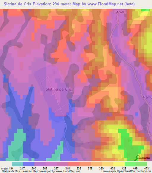 Slatina de Cris,Romania Elevation Map