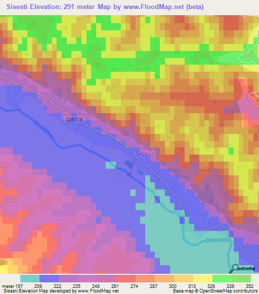 Sisesti,Romania Elevation Map