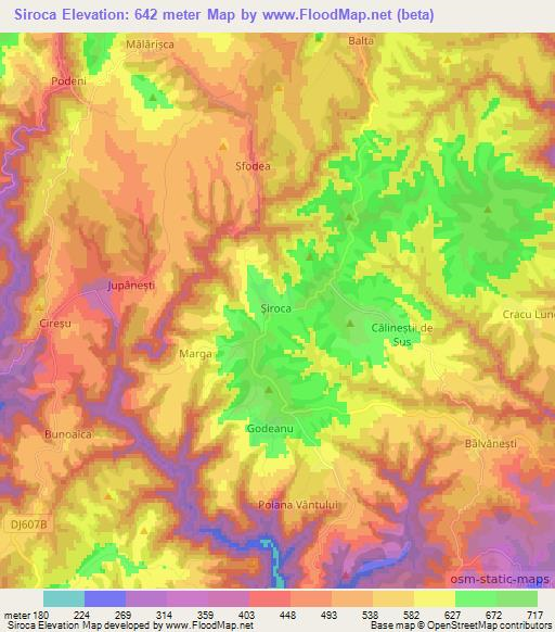 Siroca,Romania Elevation Map