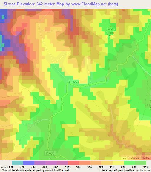 Siroca,Romania Elevation Map