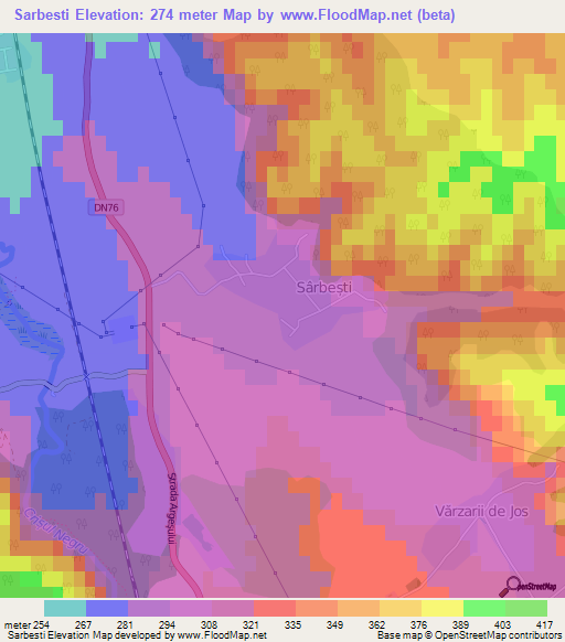 Sarbesti,Romania Elevation Map