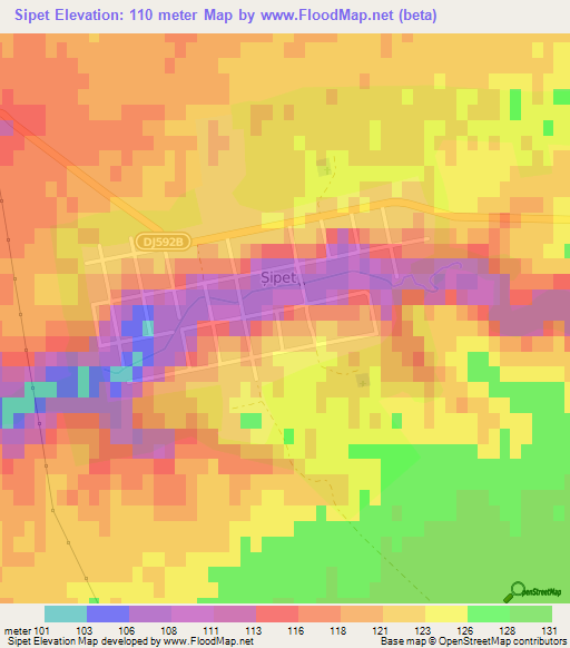 Sipet,Romania Elevation Map