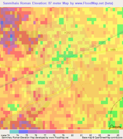 Sanmihaiu Roman,Romania Elevation Map