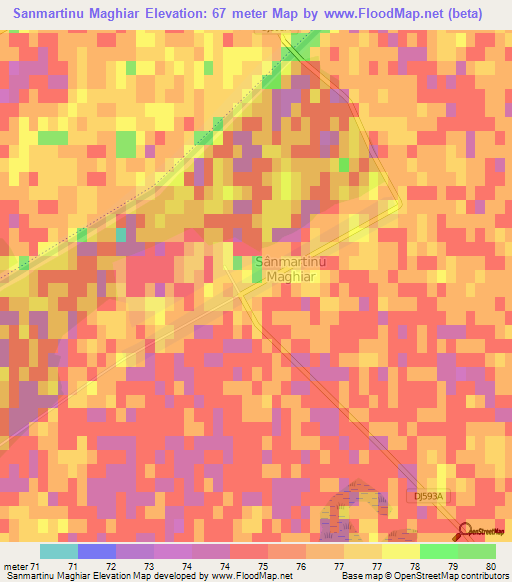 Sanmartinu Maghiar,Romania Elevation Map