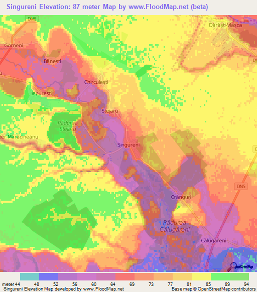 Singureni,Romania Elevation Map