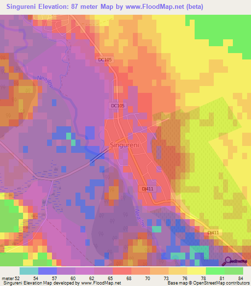 Singureni,Romania Elevation Map