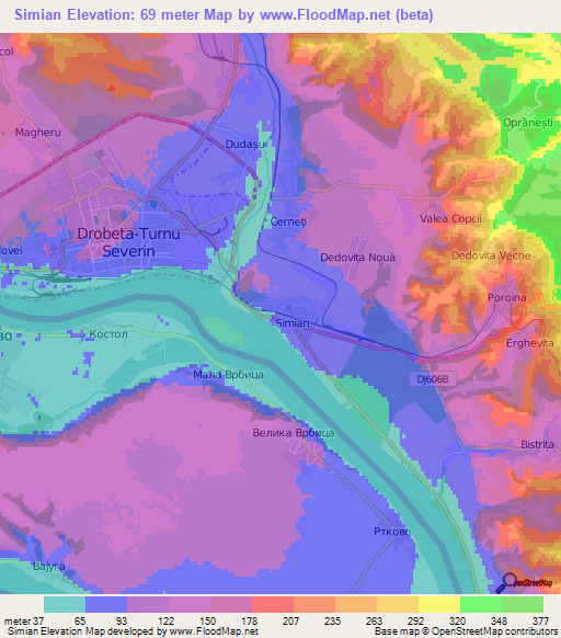 Simian,Romania Elevation Map