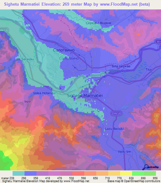 Sighetu Marmatiei,Romania Elevation Map