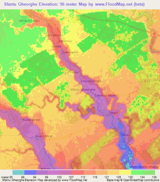 Sfantu Gheorghe,Romania Elevation Map