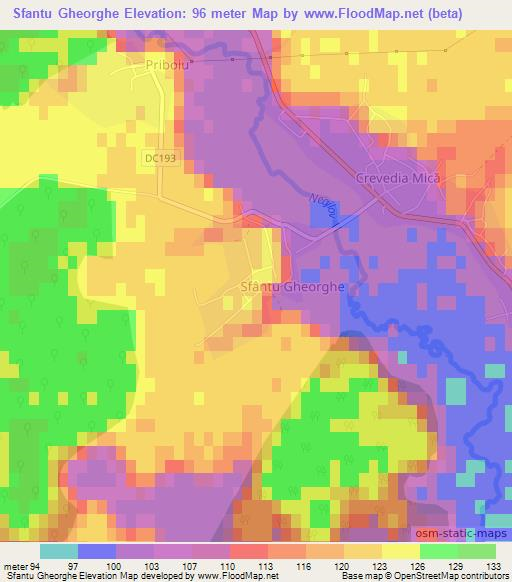 Sfantu Gheorghe,Romania Elevation Map