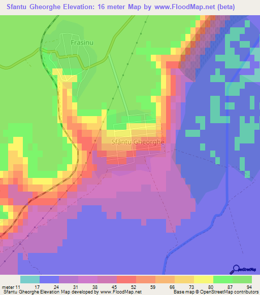 Sfantu Gheorghe,Romania Elevation Map