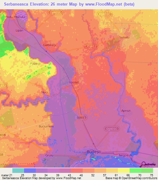 Serbaneasca,Romania Elevation Map