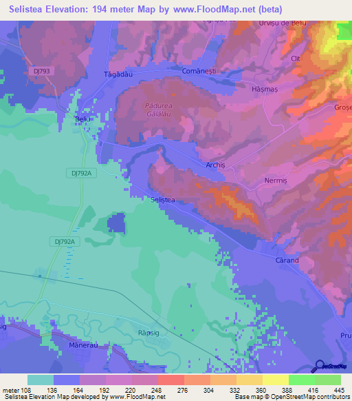 Selistea,Romania Elevation Map