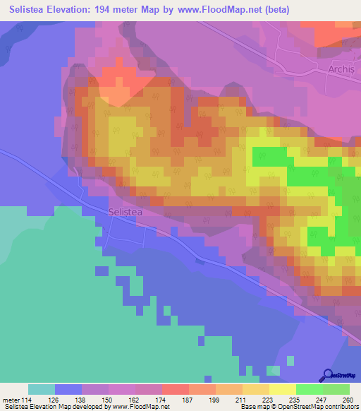 Selistea,Romania Elevation Map