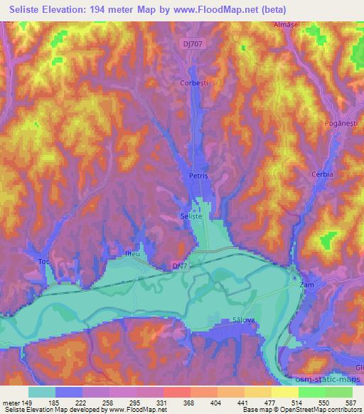 Seliste,Romania Elevation Map