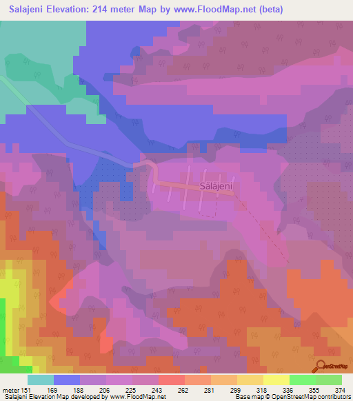 Salajeni,Romania Elevation Map