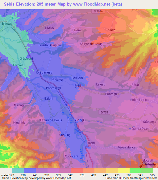 Sebis,Romania Elevation Map