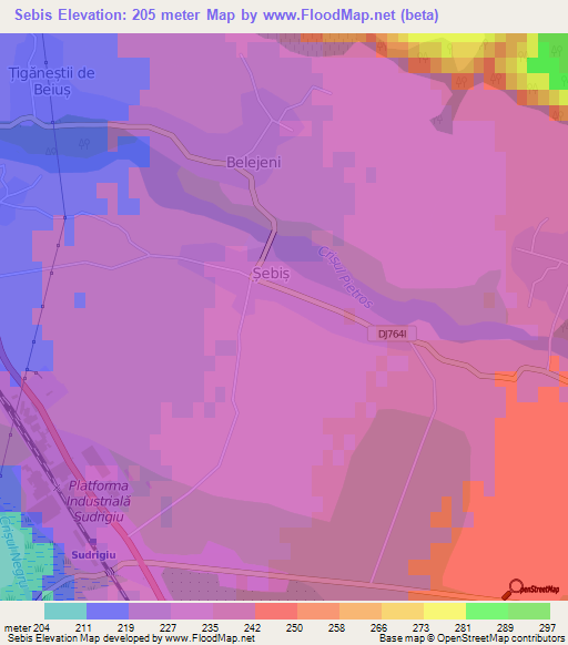 Sebis,Romania Elevation Map