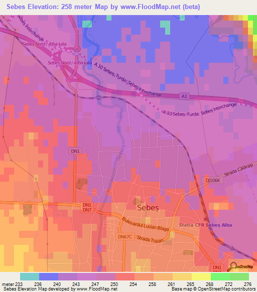 Sebes,Romania Elevation Map