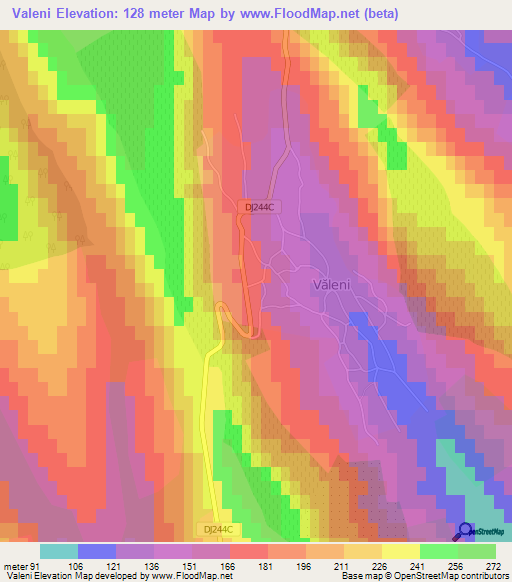 Valeni,Romania Elevation Map