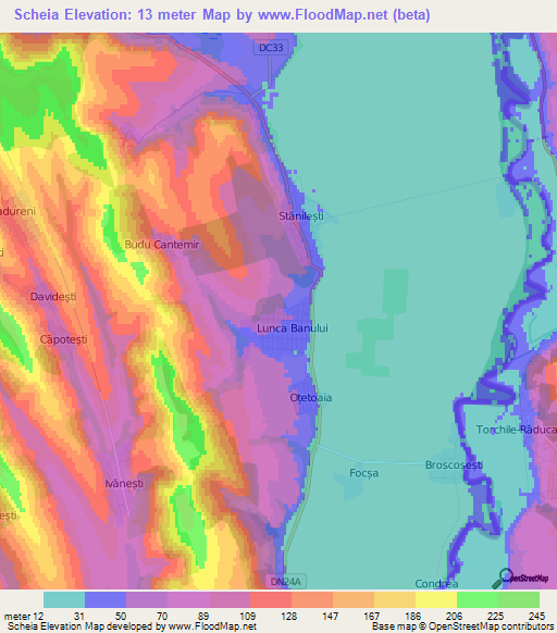 Scheia,Romania Elevation Map